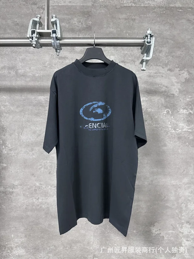 Balenciaga SS24 Distressed Blurred Logo Tee Detail