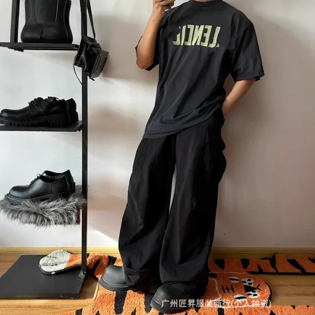Balenciaga SS23 Yellow Tape Distressed Tee Detail