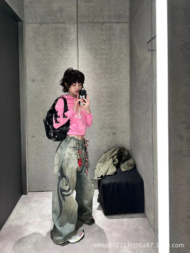 Balenciaga Dragon Print Ripped Jeans Unisex Detail