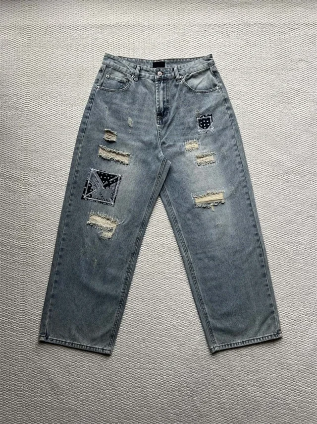 SS25 Balenciaga Heavily Ripped Denim Jeans Detail