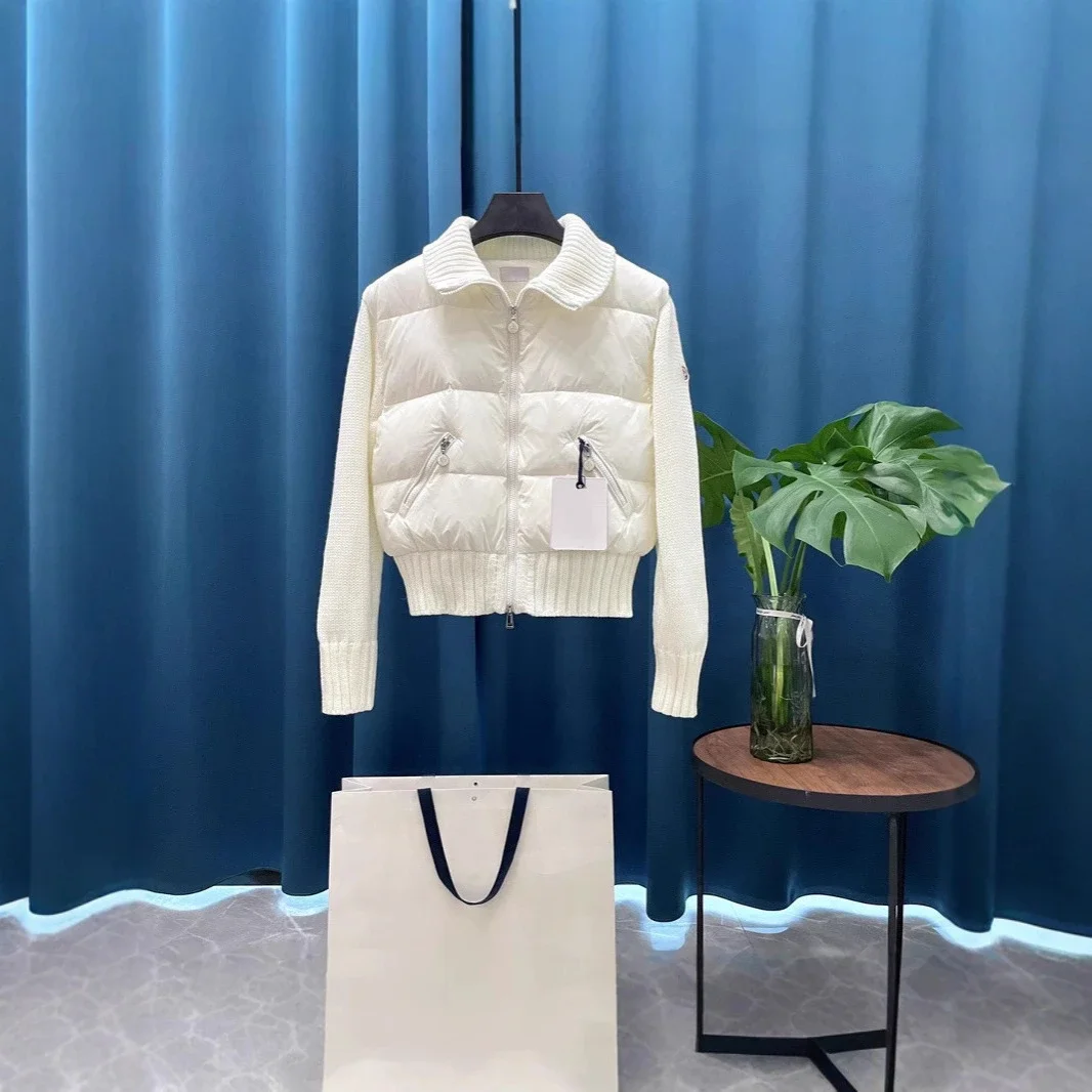 Meng Jia Women's Back-Embroidered Knit-Puffer Cream