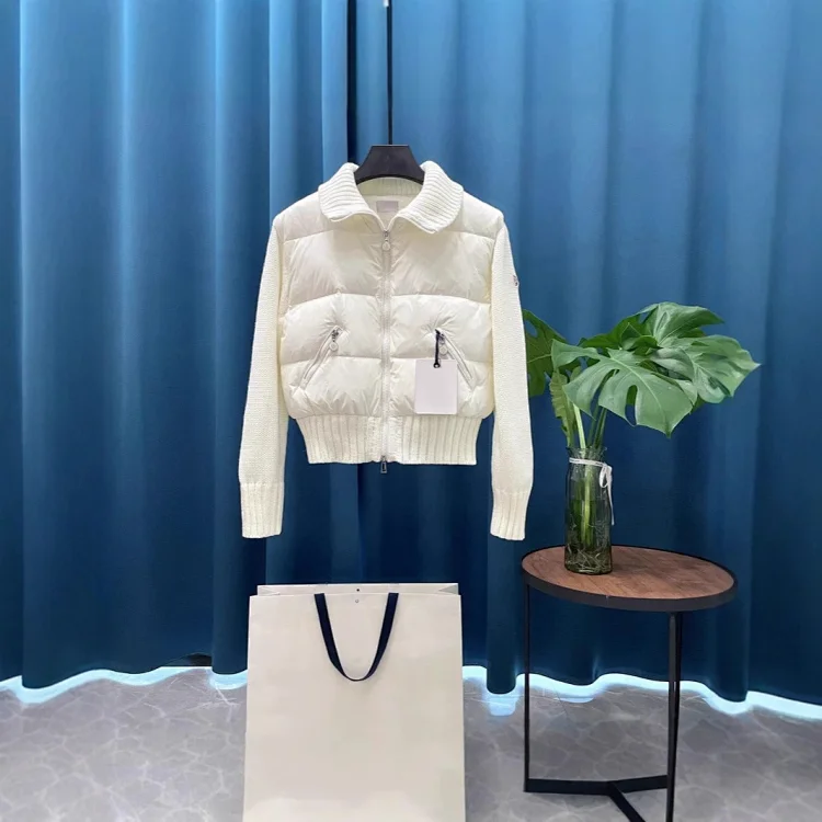 Meng Jia Women's Back-Embroidered Knit-Puffer Cream