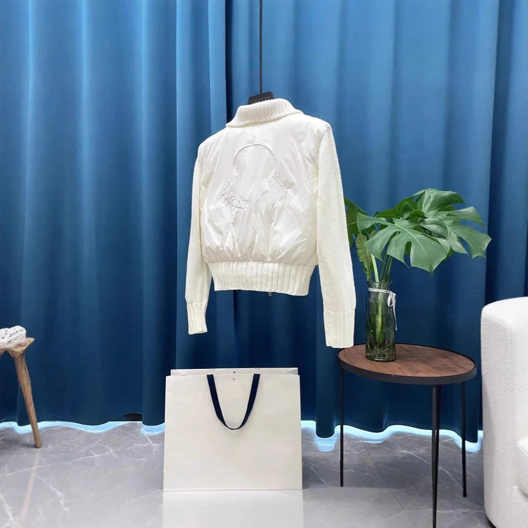 Meng Jia Women's Back-Embroidered Knit-Puffer Cream