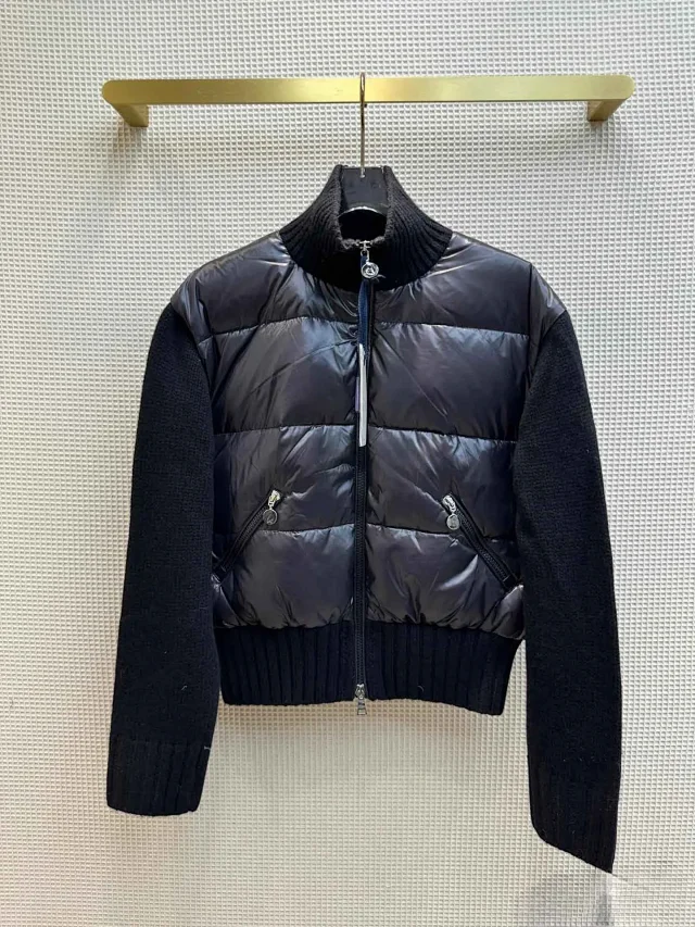 Meng Jia Women's Back-Embroidered Knit-Puffer Cream Detail