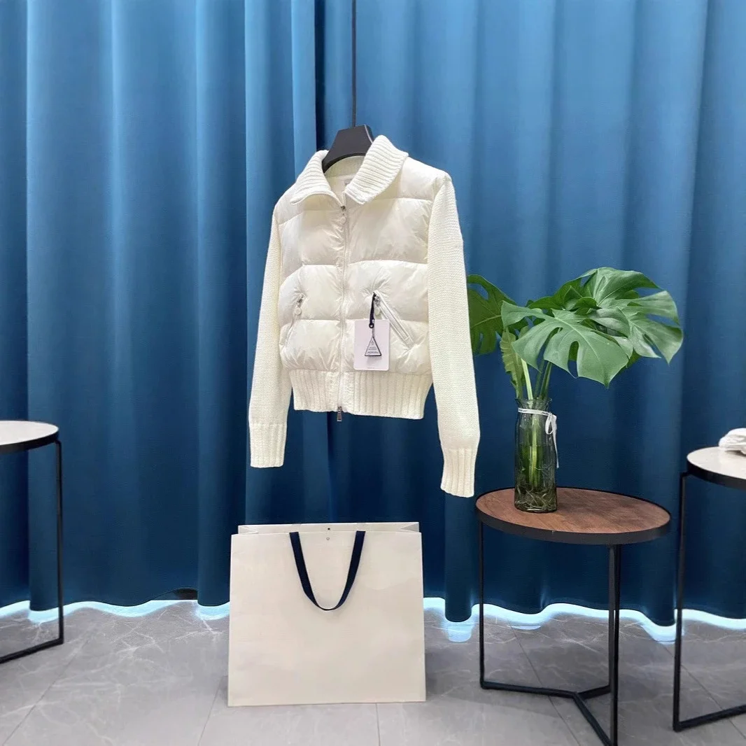 Meng Jia Women's Back-Embroidered Knit-Puffer Cream