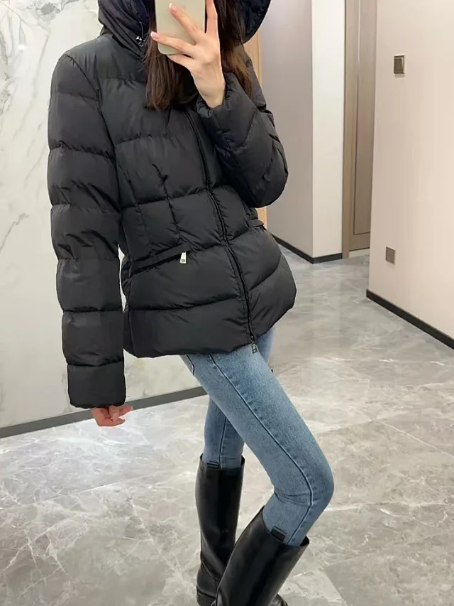 Moncler Women's Hooded Slim-Fit Down Jacket Detail