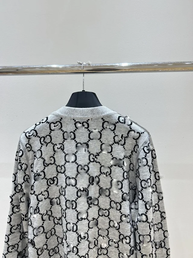 Gucci Monogram Reversible V-Neck Cardigan Detail