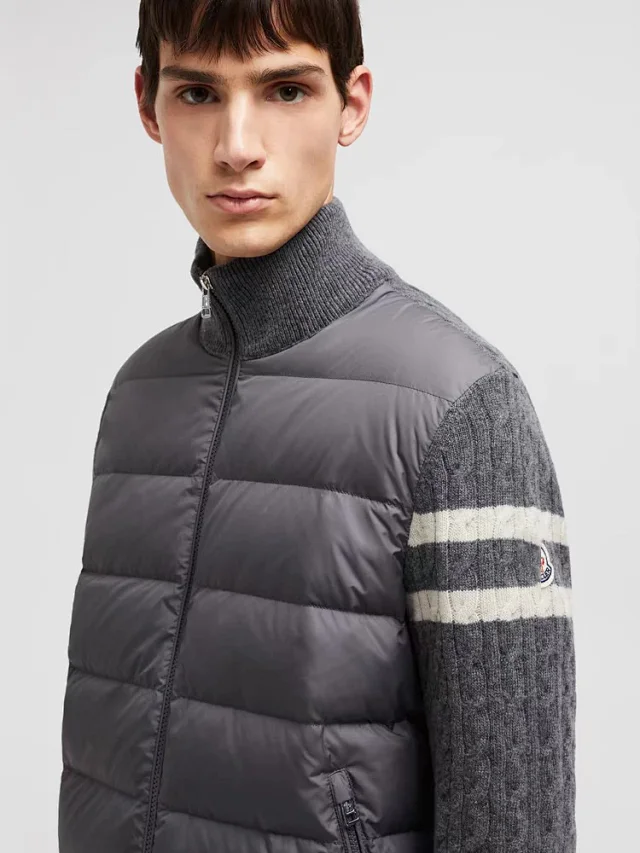 Moncler Stand Collar Wool Down Jacket Detail