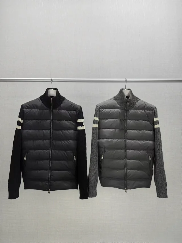 Moncler Stand Collar Wool Down Jacket Detail