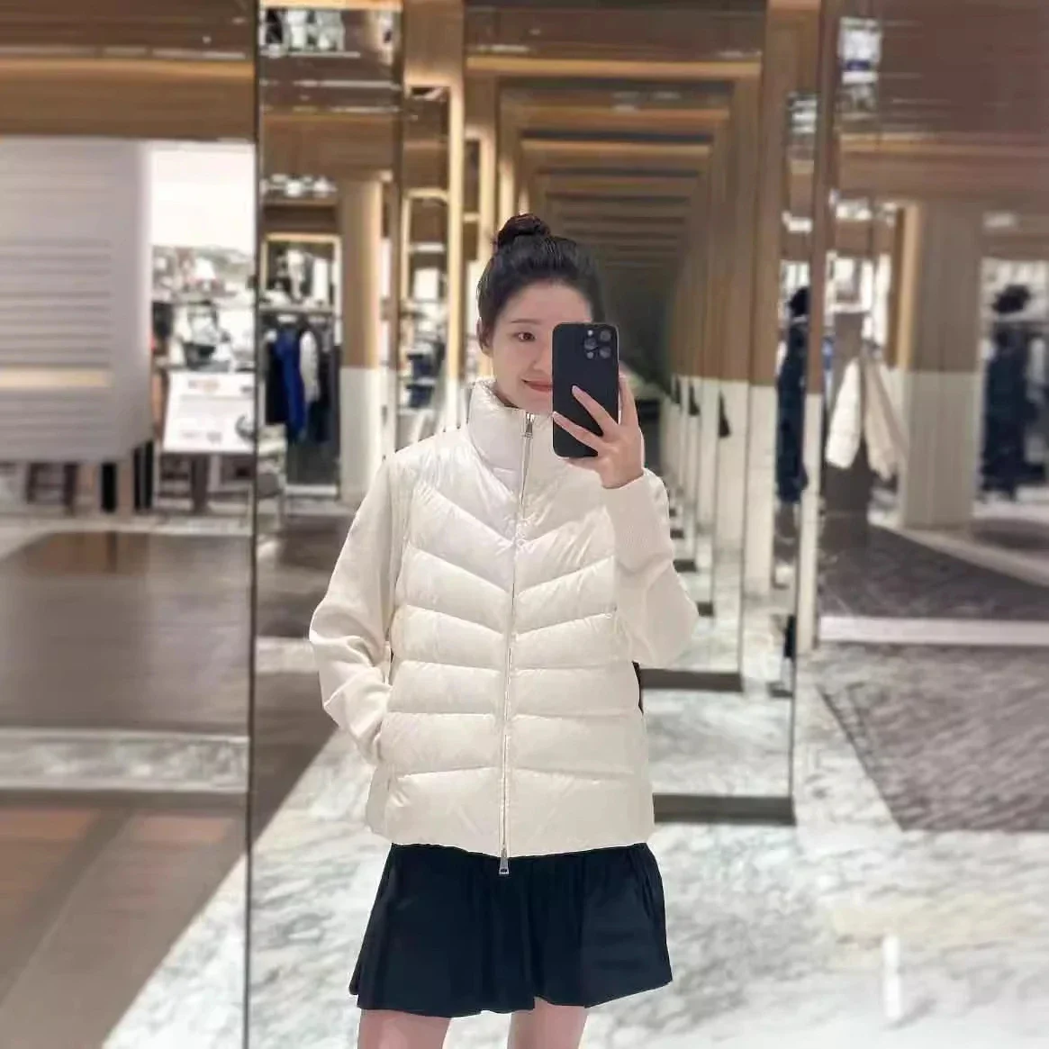 Premium Moncler Women's Knit Panel Down Jacket