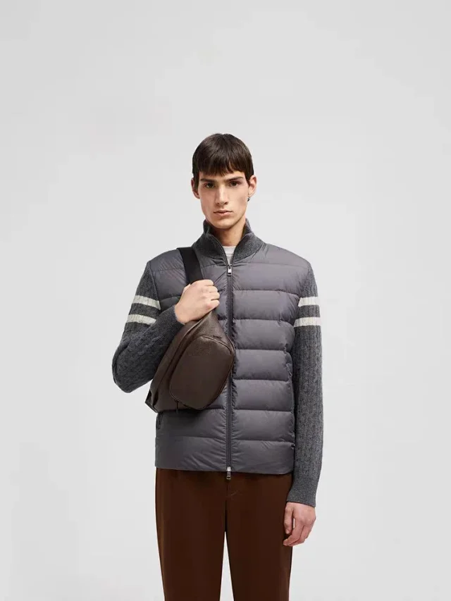 Moncler Stand Collar Wool Down Jacket Detail