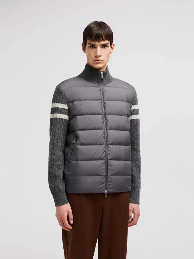 Moncler Stand Collar Wool Down Jacket Detail