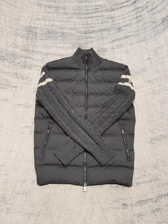 Moncler Stand Collar Wool Down Jacket Detail