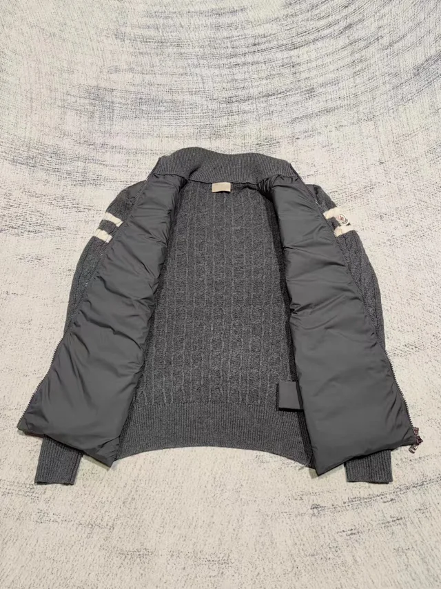 Moncler Stand Collar Wool Down Jacket Detail