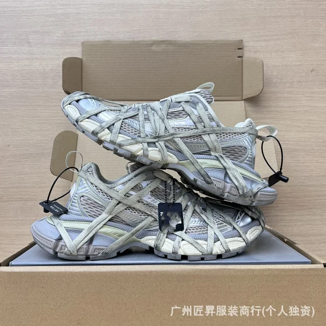 Balenciaga SS25 Purple Distressed Strapped Runners Detail