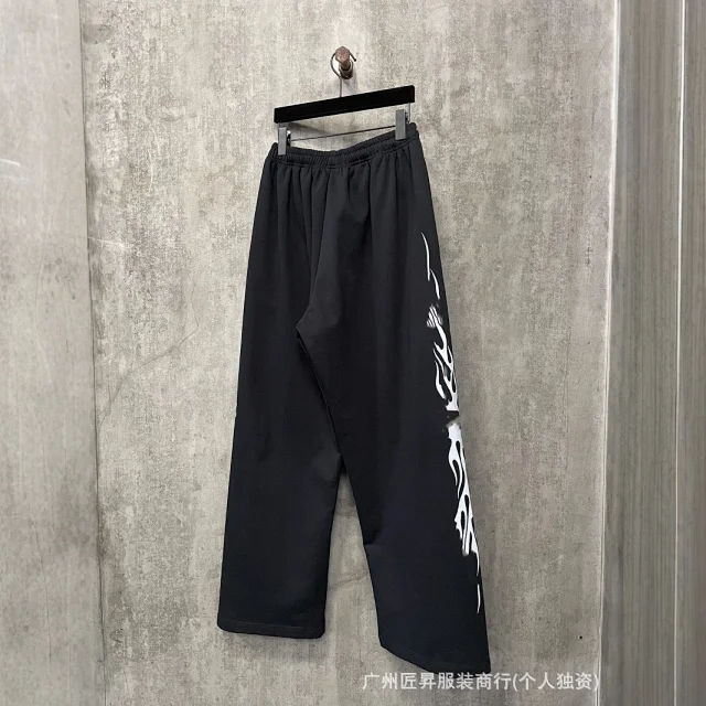 B SS25 Black Flame Mesh Pants Detail