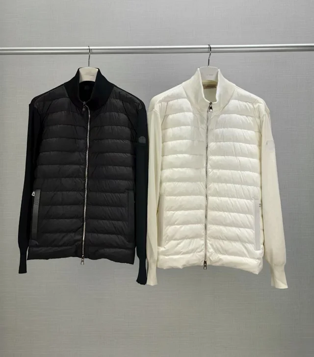 Mengjia Men's Cardigan Knit Down Jacket Detail