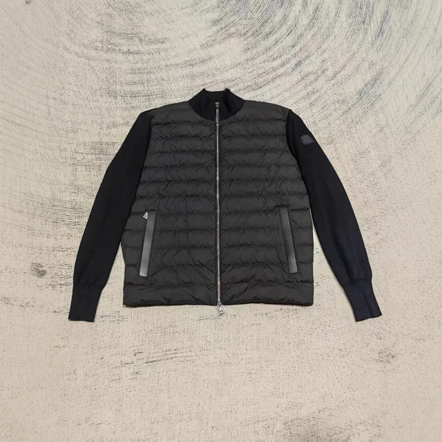 Mengjia Men's Cardigan Knit Down Jacket Detail