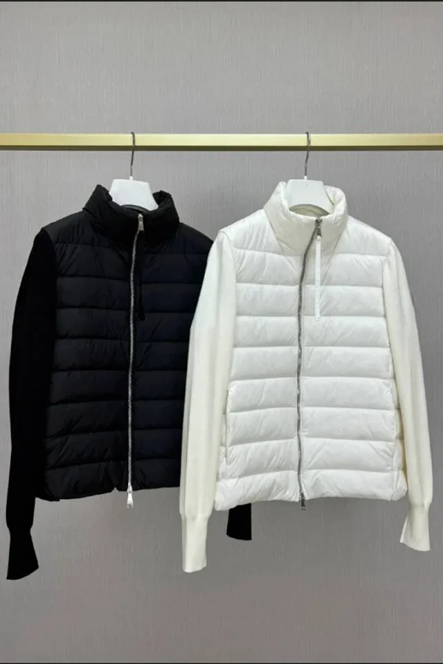 Moncler Women's Lightweight Stand-Collar Puffer Detail
