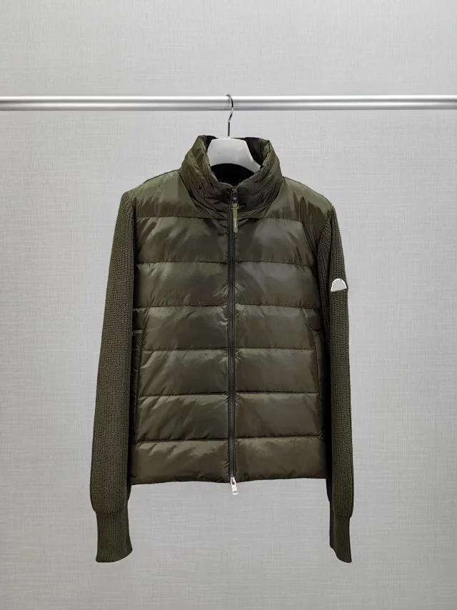 Mengjia SS25 Men's Logo Down Cardigan Detail