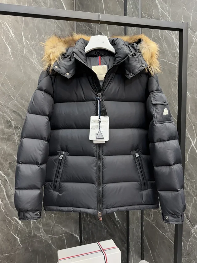 Moncler Maya Men's Short Hooded Puffer Detail