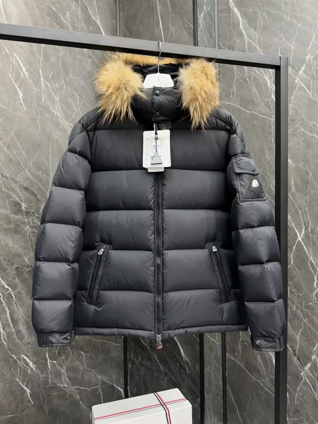 Moncler Maya Men's Short Hooded Puffer Detail