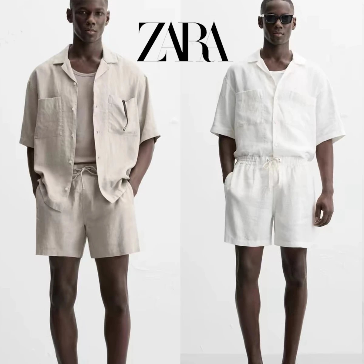Zara T-shirt Textured Linen Blend Shirt