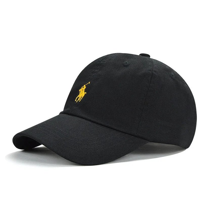 Polo Black Hat with Gold Logo