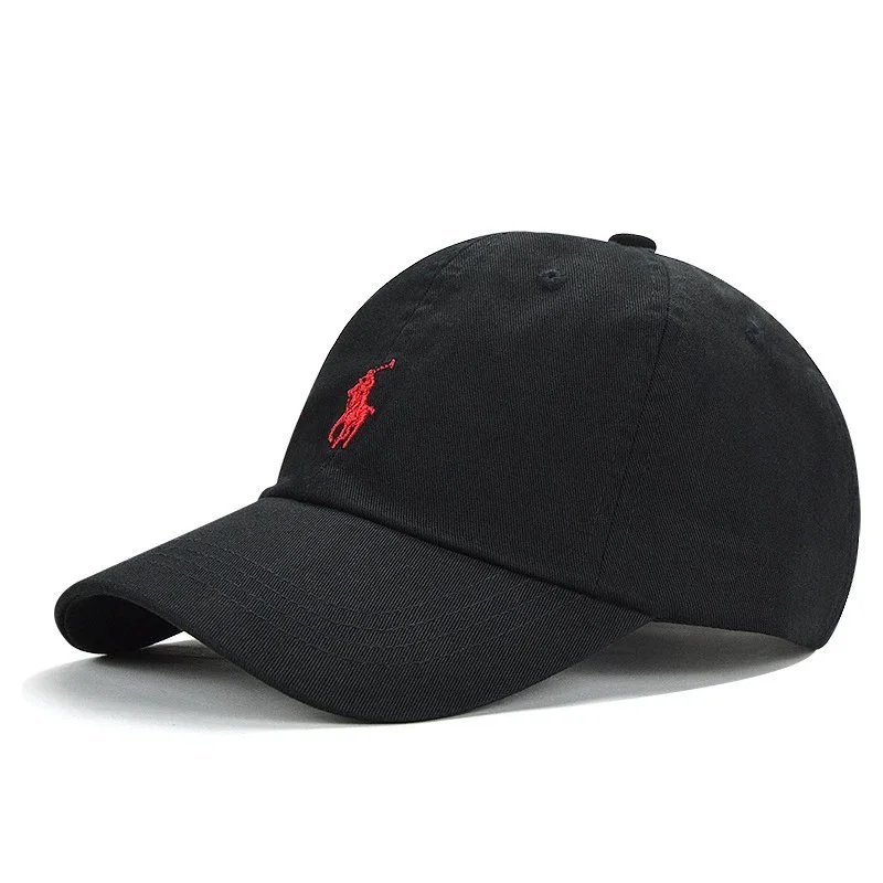 Polo Black Hat with Red Logo