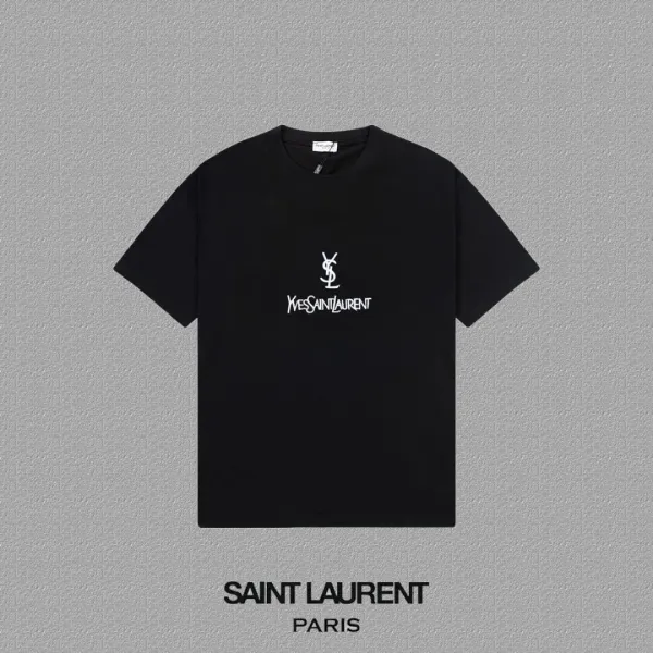 Saint Laurent Logo Print Black T-Shirt - 1