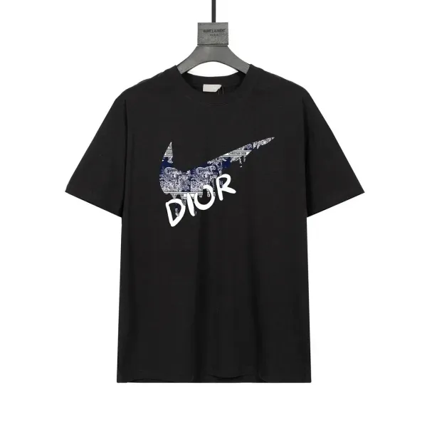 Dior x Nike Swoosh Oblique Print Black T-Shirt - 1