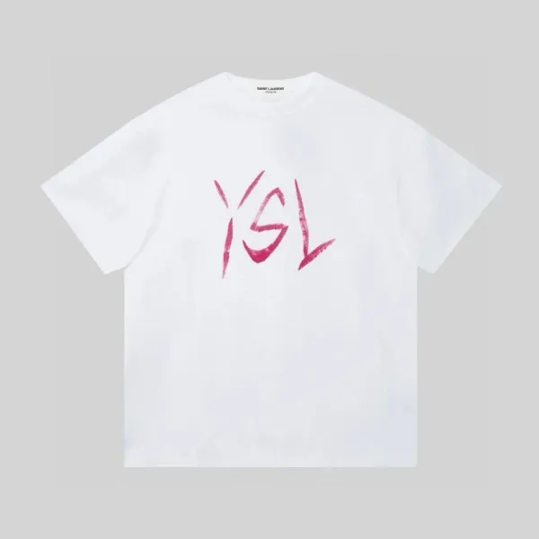 Saint Laurent YSL Graffiti Print White T-Shirt - 1