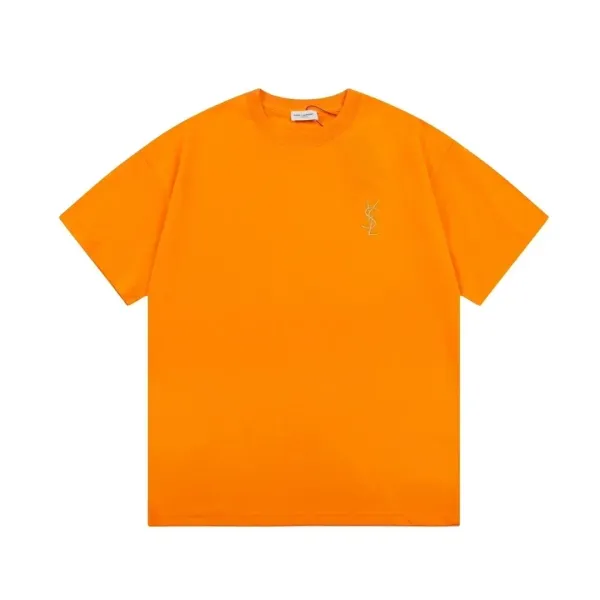 Saint Laurent Monogram Embroidered Orange T-Shirt - 1