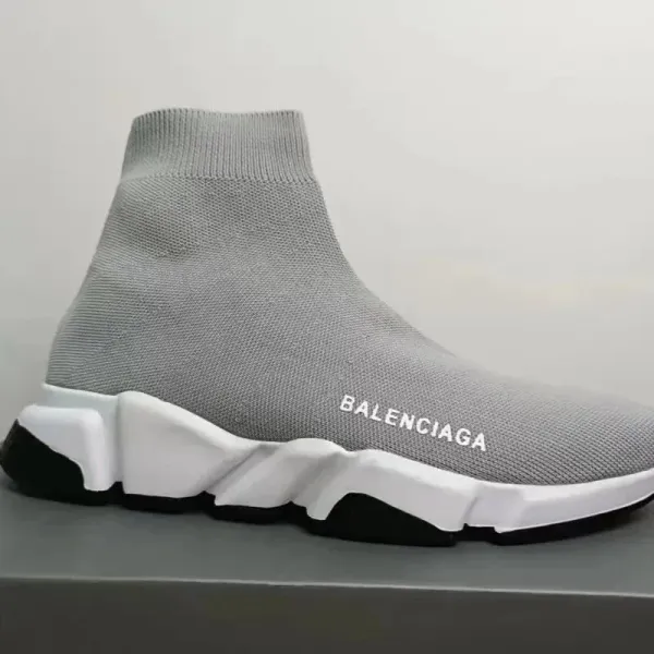 Balenciaga Speed Trainer Gray Knit Sneakers - 1