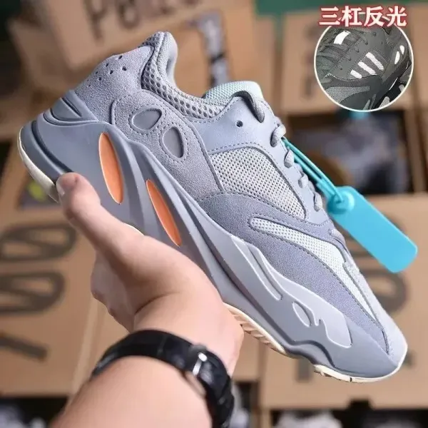 Adidas Yeezy 700 'Analog' Gray Orange Chunky Sneakers - 1