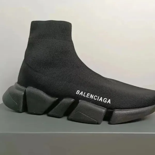 Balenciaga Speed Trainer Black White Neon Green Sneakers - 4