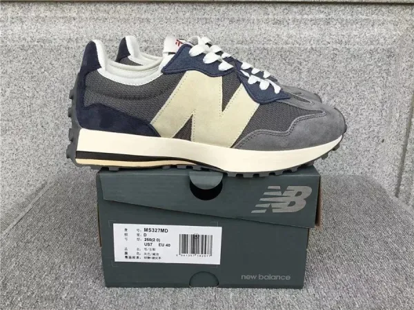 New Balance 327 MD Navy Gray Beige Sneakers - 1