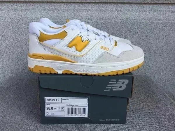 New Balance 550 White and Gold Sneakers - 1