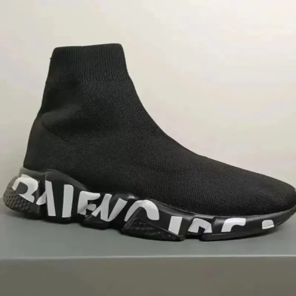 Balenciaga Speed Trainer Black Knit Sneakers - 1
