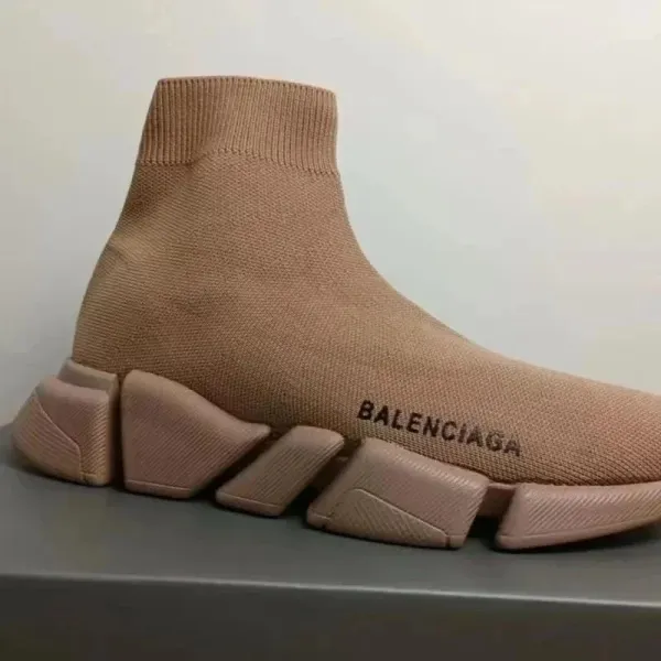 Balenciaga Speed Trainer Beige Knit Sneakers - 1