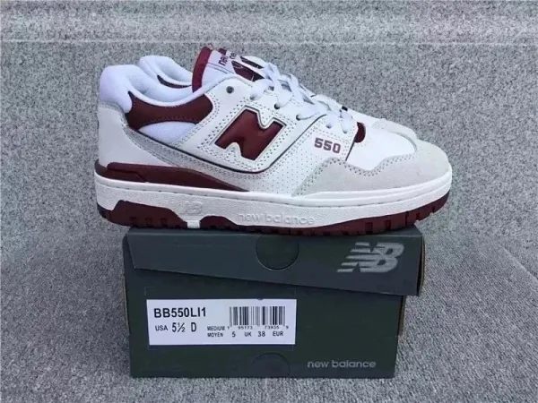 New Balance 550 White Burgundy Sneakers - 1