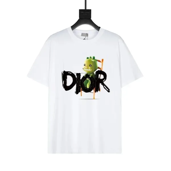 Dior x KAWS Green Dinosaur Graphic T-Shirt White - 1