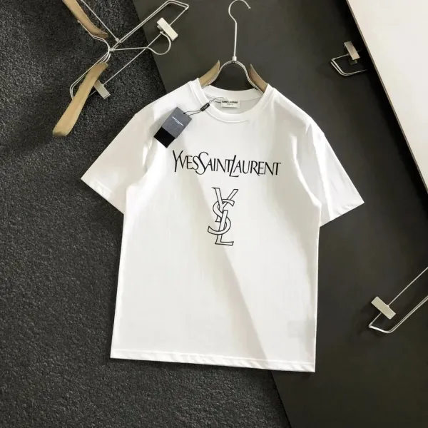 Saint Laurent YSL Logo Print White T-Shirt - 1
