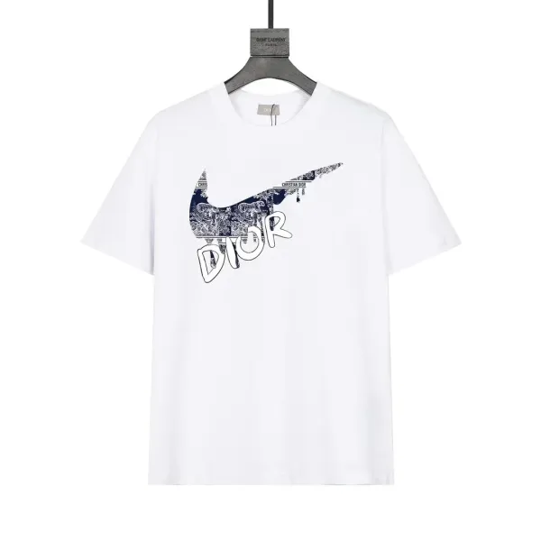 Dior x Nike Swoosh Print White T-Shirt - 1