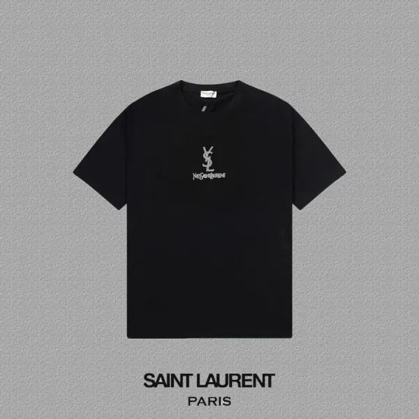 Saint Laurent Monogram Logo Black T-Shirt - 1