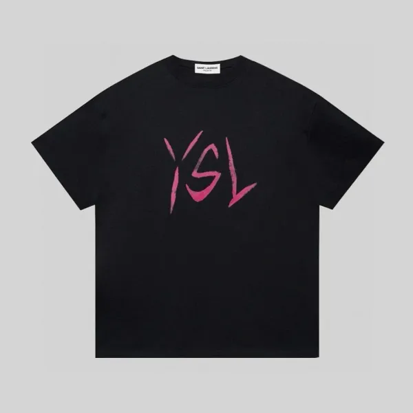 Saint Laurent YSL Graffiti Print Black T-Shirt - 1