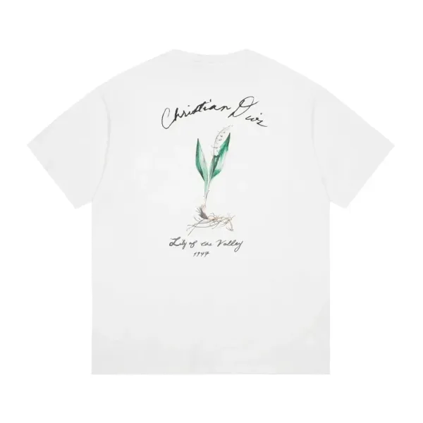 Dior Lily of the Valley 1947 Botanical Print White T-Shirt - 1