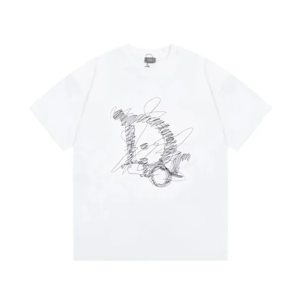 Dior Oblique Sketch T-Shirt White - 1
