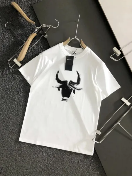 Saint Laurent Bull Print White T-Shirt - 1