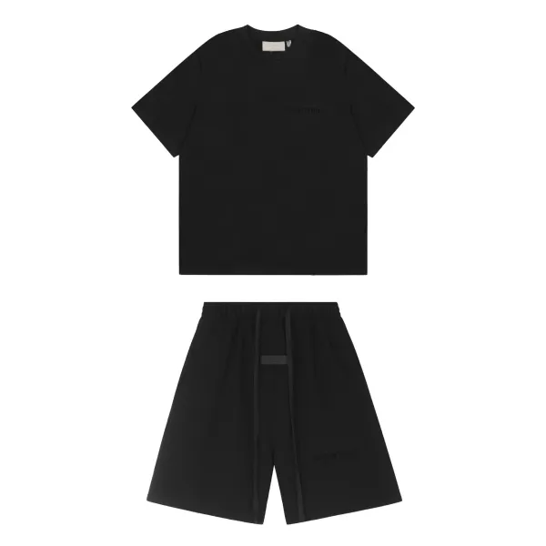 Fear of God Essentials Black Logo T-Shirt and Shorts Set - 1
